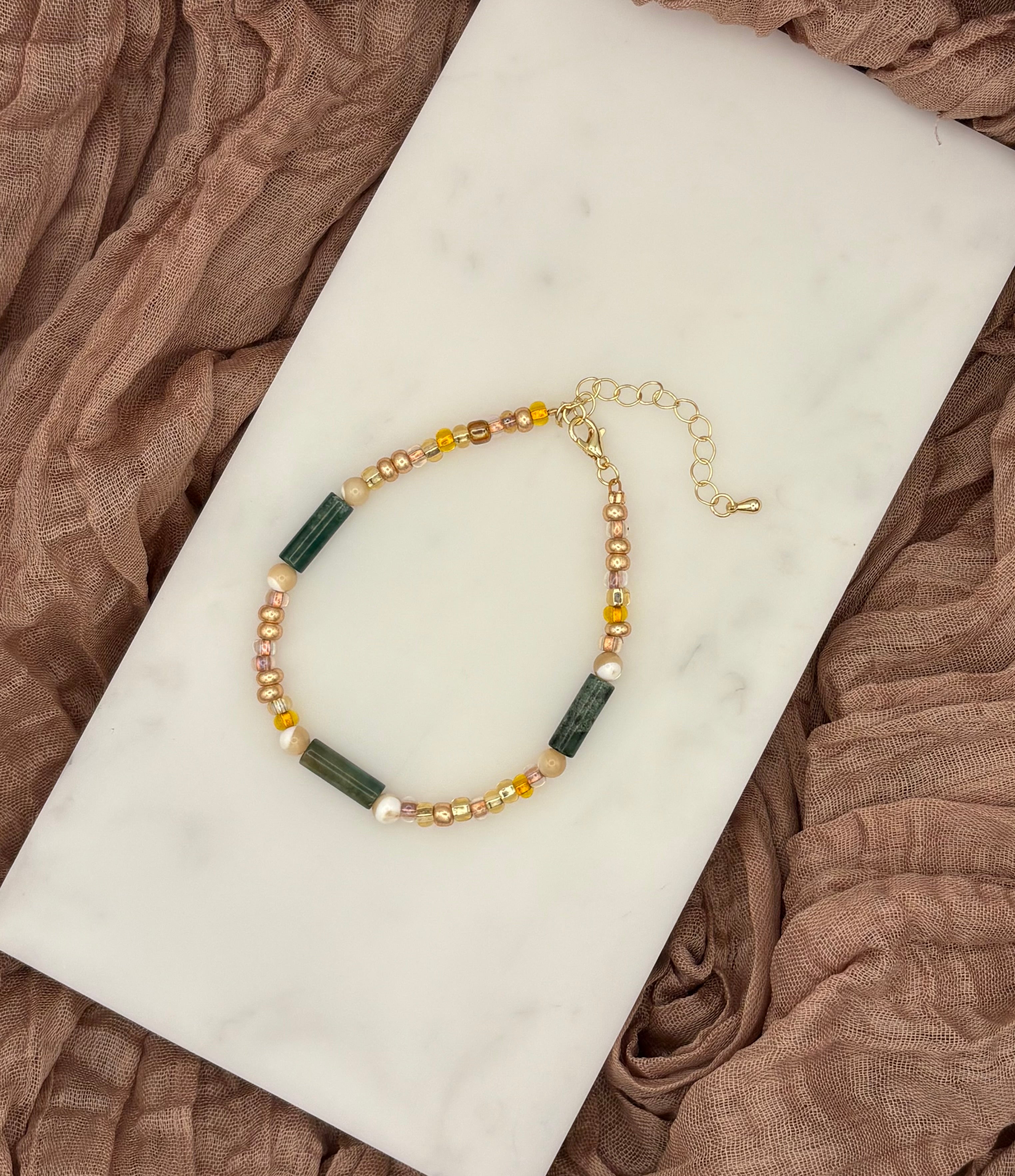 Hint of Green Beaded Bracelet