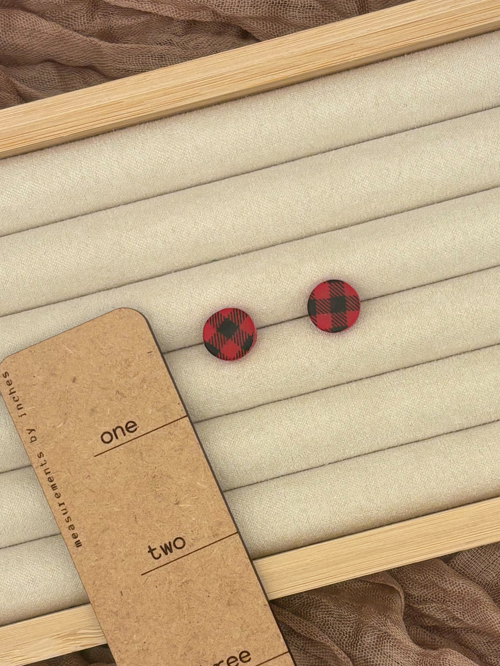 Red Gingham Studs